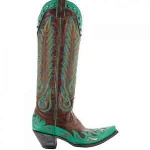 Turquoise and Brown Western Cowboy Boots